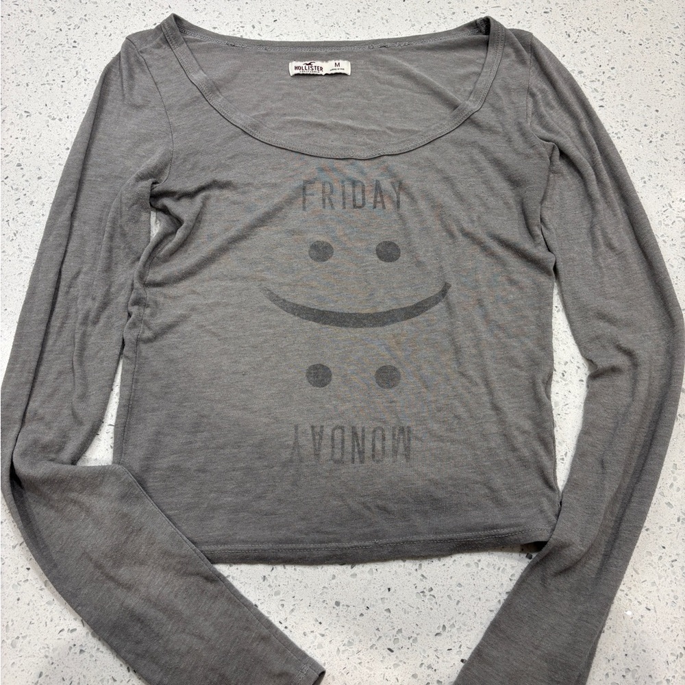 Gray Long Sleeve Top